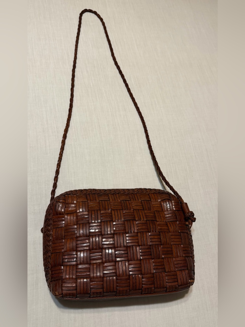 CEM Woven Leather Basketweave Crossbody Bag with Braided Strap